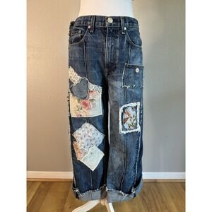 OOAK Reworked rag & bone Artisan Patchwork‎ Jeans 28x27 Boho Whimsigoth Floral